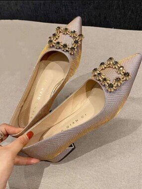 ✨ SHEIN Purple Jeweled Decor Ribbed Flats – Size 9 ✨